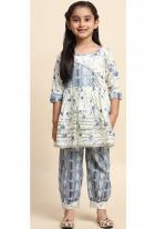 Cotton Multi Colour Casual Wear Printed Readymade Kids Kurta With Afghani Pant